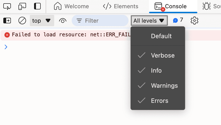Adjust the log level of the Edge browser